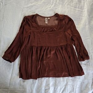 Roland Rust Brown Tiered Peasant Top